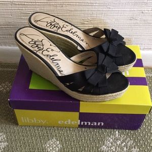 Libby Edelman vixon black wedges 6 1/2M